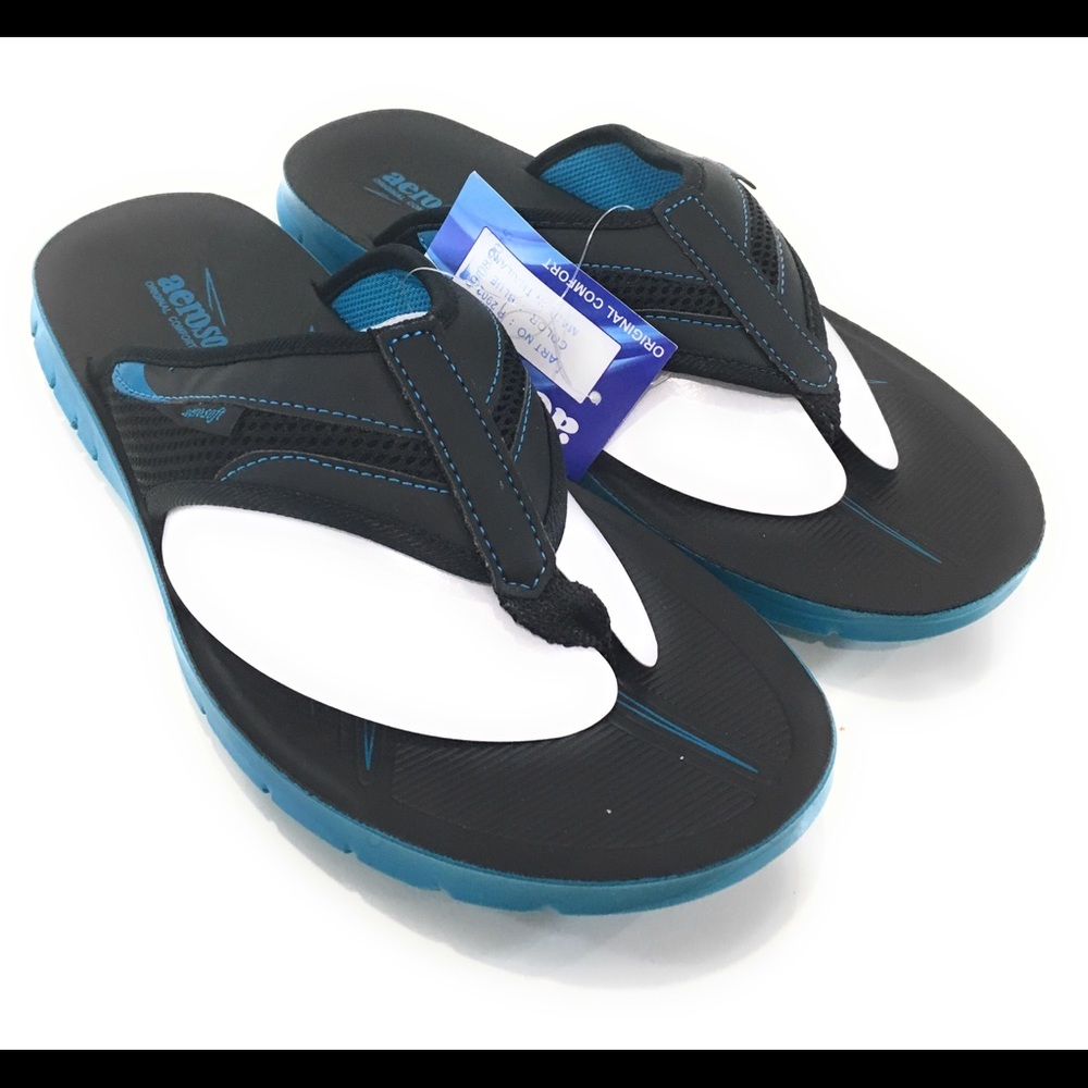 Aerosoft Black & aqua strap sandals 2902